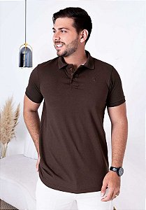 T-SHIRT MASCULINA - GOLA POLO - COR MARROM