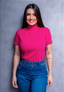 T-SHIRT GOLA ALTA - COR ROSA LÓTUS