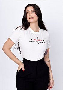 T-SHIRT FEMININA - SEJA FORTE E CORAJOSA - COR MARFIM