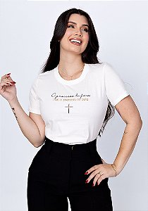 T-SHIRT FEMININA - O PROPÓSITO TE CURA - COR MARFIM