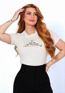 T-SHIRT FEMININA - GUARDA O TEU CORAÇÃO - COR MARFIM