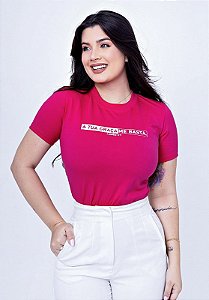 T-SHIRT FEMININA - TUA GRAÇA ME BASTA ALTO RELEVO - COR LOTUS
