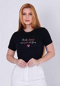 T-SHIRT FEMININA - IDENTIDADE FILHA DE DEUS  - COR PRETO