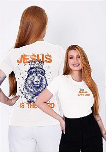 T-SHIRT FEMININA - JESUS IS THE LORD  - COR MARFIM