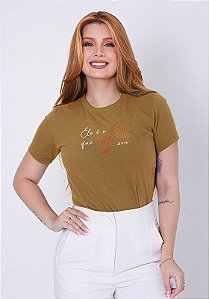 T-SHIRT FEMININA - ELE É O DEUS QUE RESTAURA - COR PÃO DE MEL