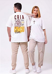 OVERSIZED - CRIA EM MIM UM CORAÇÃO PURO - COR MARFIM