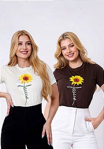 T-SHIRT FEMININA - GIRASSOL JESUS