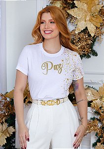 T-SHIRT FEMININA - PAZ ESTRELAS - COR BRANCO
