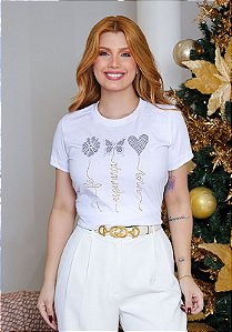 T-SHIRT FEMININA - FÉ, ESPERANÇA, AMOR - COR BRANCO