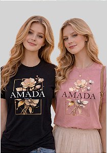 T-SHIRT FEMININA - AMADA FLORES