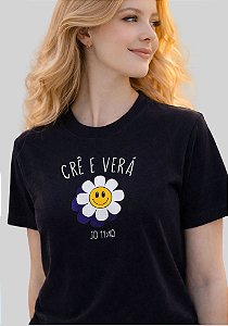 T-SHIRT FEMININA - CRÊ E VERÁ - COR PRETO