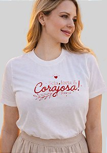 T-SHIRT FEMININA - SEJA FORTE JOSUÉ 19 - COR MARFIM