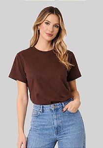 T-SHIRT FEMININA - BÁSICA - COR MARROM