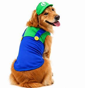 Roupinha Pet Super Luid Mario Bros com Boné