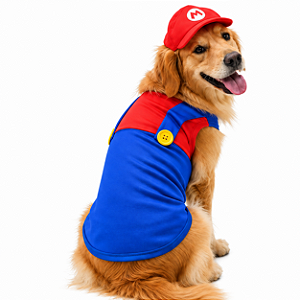 Roupa pet - Roupinha Pet Super Mario Bros Gamer Geek Boné