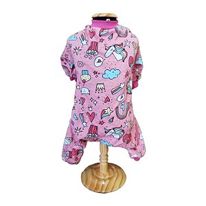 Roupa Pet - Pijama Pet Unicórnio Rosa