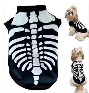 Roupa pet - Halloween Regata Esqueleto
