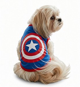 Roupa Pet Capitão Américao Regata Super Heoris