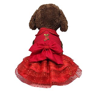 Roupa Pet - Vestido Brilhante Natal