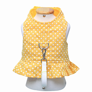 Coleira Peitoral Pet com Guia - Poá Amarelo