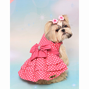 Roupa Pet - Vestido Poá Pink