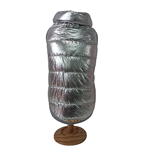 Roupa Pet - Colete Puffer Prata Forrado