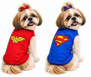 Roupa Pet Regata Basica Super Herois Dryfit
