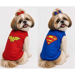 Roupa Pet Regata Basica Super Herois