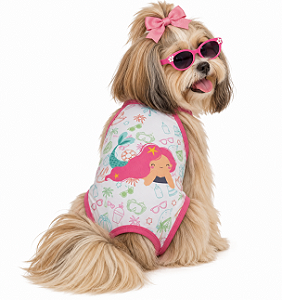 Maio Pet Sereia Ariel Iara para Cãe e Gatos moda praia