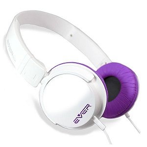 Headphone Microfone Dj P2 Flexível Branco/roxo Evertech