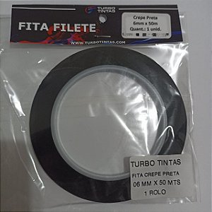 Fita Filete Crepe Preta - 6mm x 50m