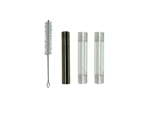 CORPO INOX E ACRÍLICO PARA CANETA COM 8CM E ROSCA PARA ENGATE E TAMPA DA CANETA DE 1/4