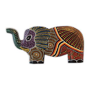 Quadro Decorativo Elefante Pintura em Pontilhismo Colorido