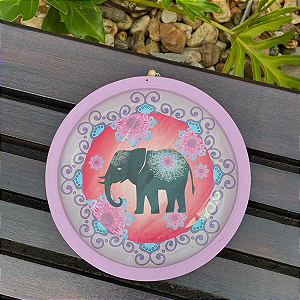 Quadro Redondo Decorativo de Elefante