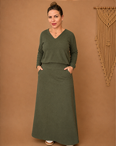 Conjunto Longo em Malha Texturizada Verde