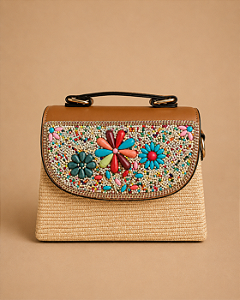 Bolsa de Palha com Pedrarias Florais