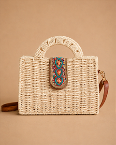 Bolsa de Palha com Detalhe em Pedrarias