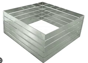 Aro Cortador De Bolo Quadrado Camadas Fatias 30cm 4 fatias