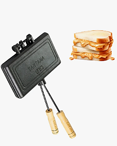 Chapa Sanduicheira Dupla Chapa Fogão Ferro Fundido P/ Pão De Forma