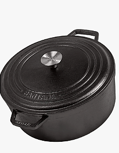 Panela De Ferro Caçarola Neo 6 L 28 Cm Tampa Ferro - Preto