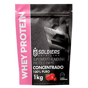 Whey Protein Concentrado 1Kg - Morango- Importado - Soldiers Nutrition