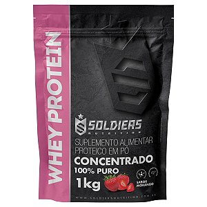 Whey Protein Concentrado 1Kg - Morango - Importado - Soldiers Nutrition