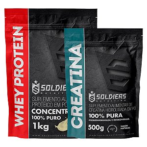 Kit: Whey Protein Concentrado 1Kg  + Creatina Monohidratada 500g - 100% Importado - Soldiers Nutrition
