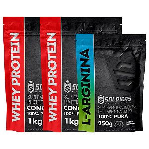 Kit: Whey Protein Concentrado 2Kg + Arginina 250g - 100% Importado - Soldiers Nutrition