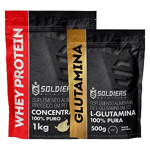 Kit: Whey Protein Concentrado 1Kg + Glutamina 500g - 100% Importado - Soldiers Nutrition