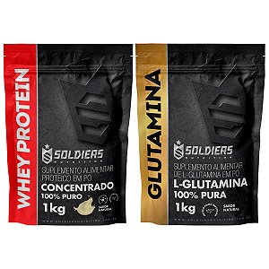 Kit: Whey Protein Concentrado 1Kg + Glutamina 1Kg - 100% Importado - Soldiers Nutrition