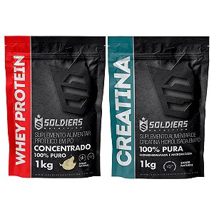 Kit: Whey Protein Concentrado 1Kg + Creatina Monohidratada 1Kg - 100% Importado - Soldiers Nutrition