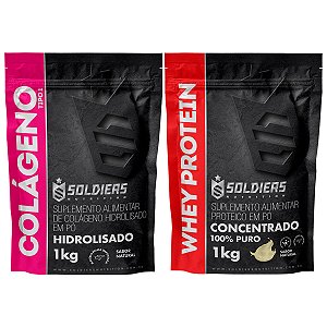 Kit: Whey Protein Concentrado 1Kg + Colágeno Hidrolisado 1Kg - 100% Importado - Soldiers Nutrition