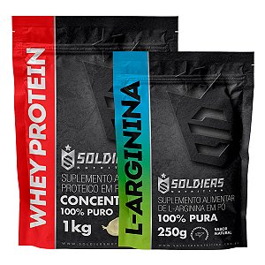 Kit: Whey Protein Concentrado 1Kg + Arginina 250g - 100% Importado - Soldiers Nutrition