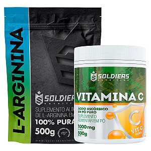 Kit: Vitamina C Em Pó 500g + Arginina 500g - 100% Puro Importado - Soldiers Nutrition
